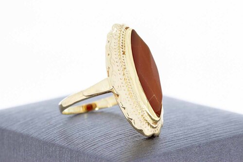 Vintage 14 Karaat gouden Carneool ring - 17,4 mm