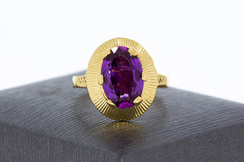 18 Karaat gouden Vintage Amethyst ring - 18,1 mm