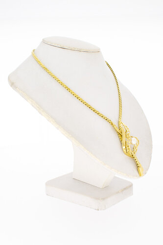 14 Karaat gouden Vintage Collier met Parel hanger - 47 cm