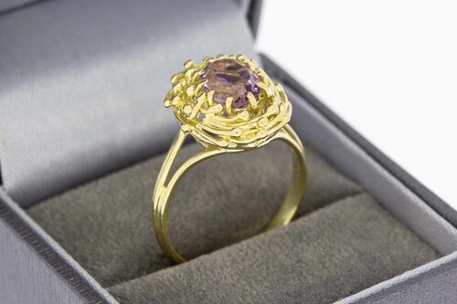 Vintage 14 Karaat gouden Amethist ring - 18,6 mm