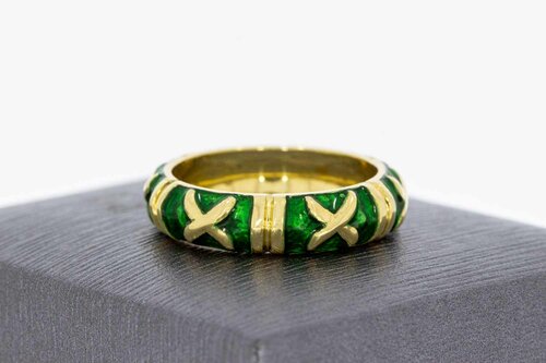 18 Karaat goud Emaille Bandring - 18,6 mm