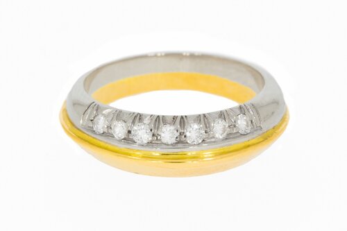 18 Karaat bicolor gouden Diamant ring - 16,5 mm