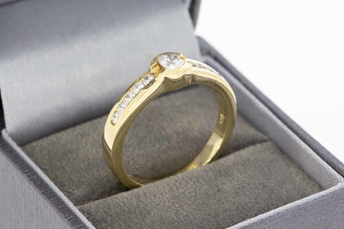 14 karaat geel gouden Zirkonia ring - 19,8 mm