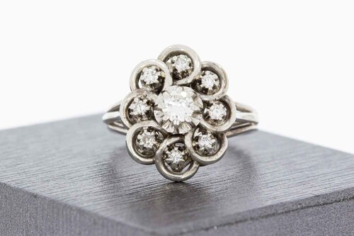 Vintage 18 Karaat goud diamant ring - 17,5 mm