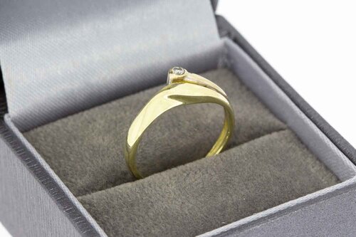 14 Karaat gouden ring met Zirkonia- 16,5 mm