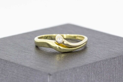 14 Karaat gouden ring met Zirkonia- 16,5 mm