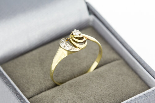 14 Karaat bicolor gouden zirkonia ring - 19,1