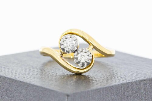 18 Karaat gouden diamant ring - 19,8 mm